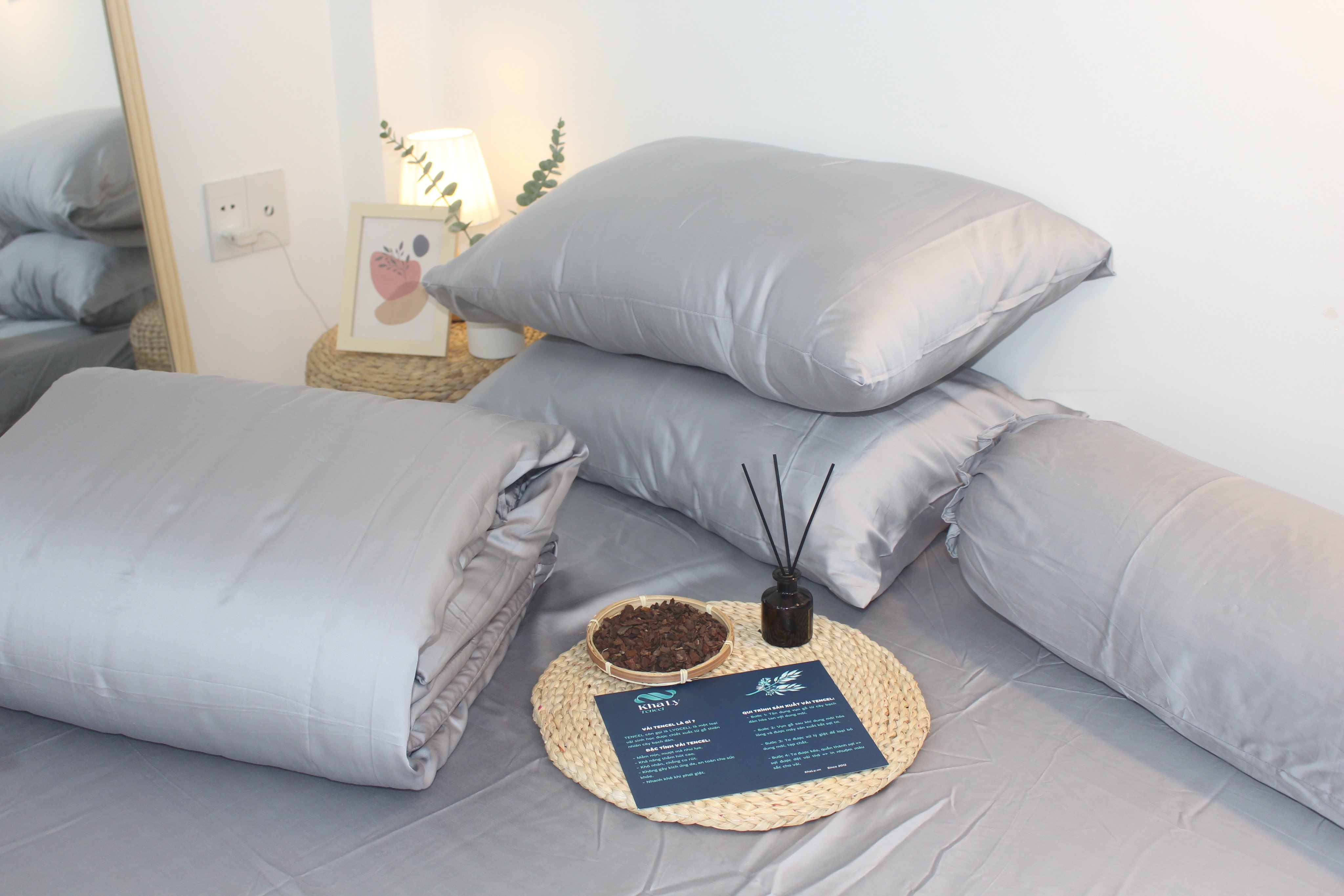 Bộ Chăn Drap gối TENCEL 60s Cao cấp mềm mịn mượt mà như lụa