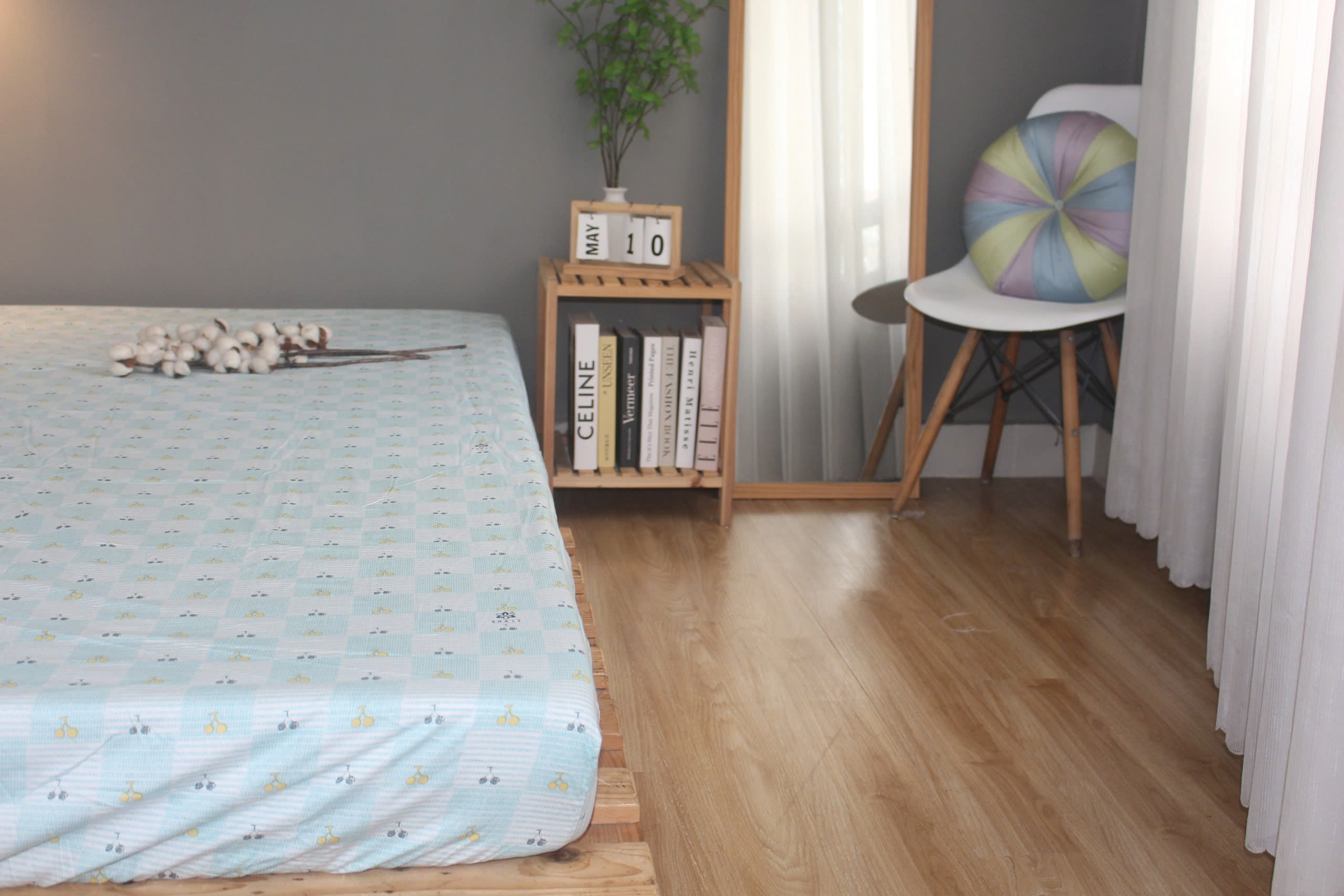 Bộ drap gối KHA LY - 100% cotton thiên nhiên Cherry Ngọc