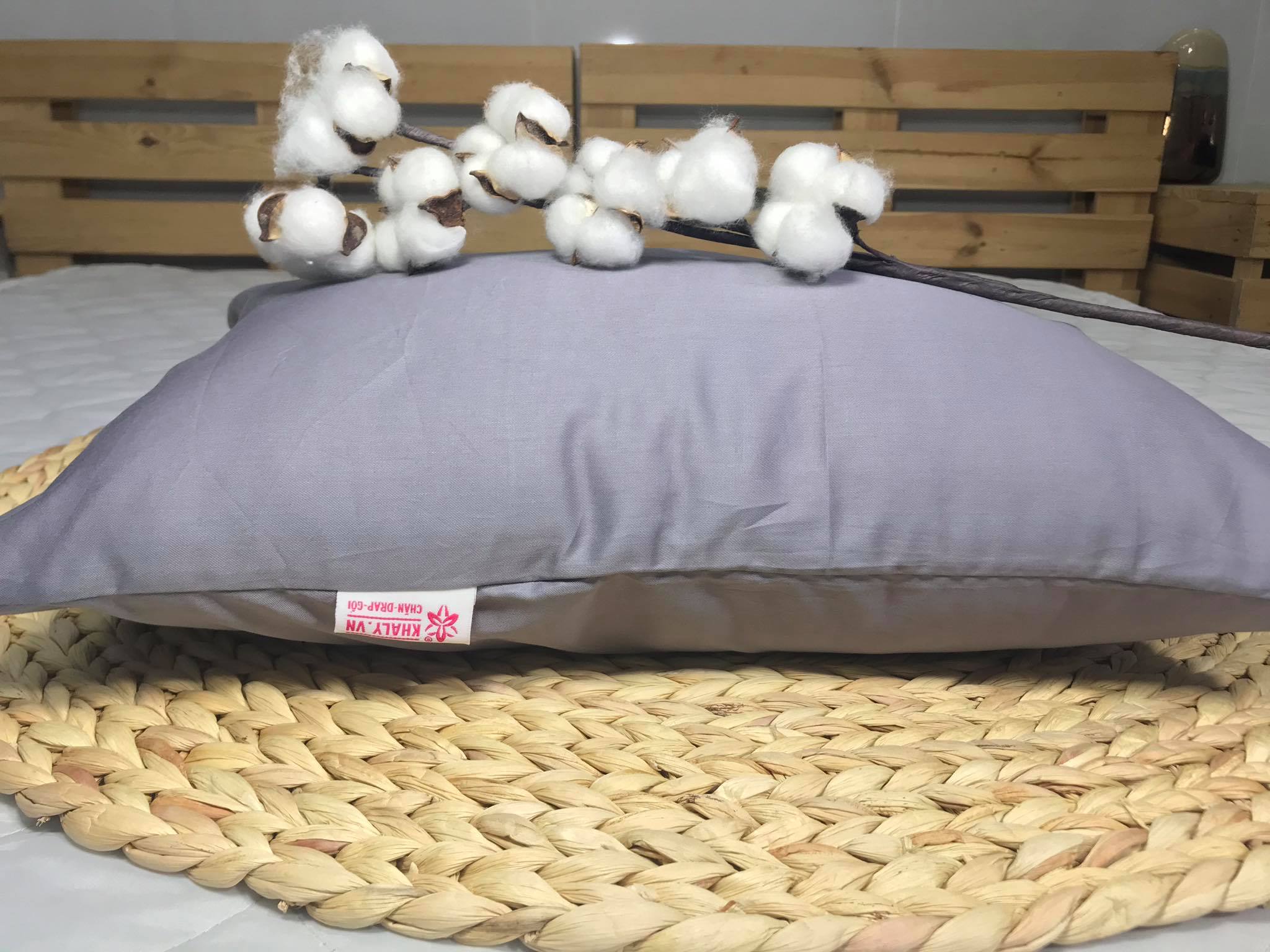 [Ruột + Vỏ] Gối Ngủ Văn Phòng - vải cotton KHA LY Satin Hàn Quốc cao cấp mềm mại, bóng nhẹ - size 35
